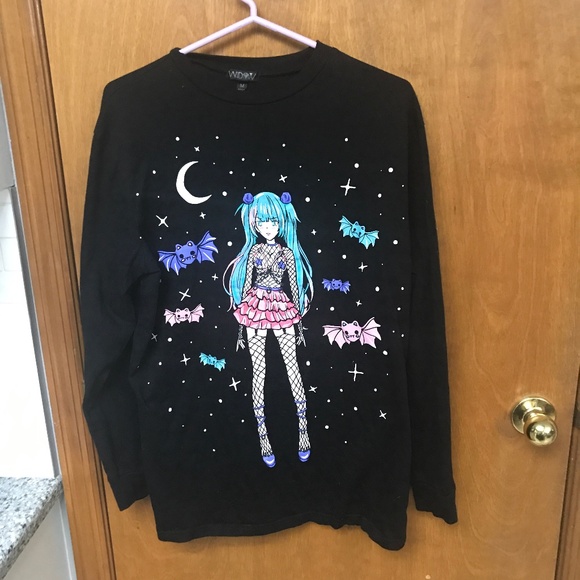 Dolls Kill Widow Shirt Long Sleeve MIDNIGHT'S EVE GRAPHIC TEE M - Picture 1 of 3